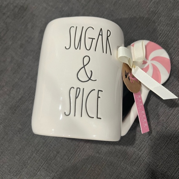 Rae Dunn Christmas SUGAR & SPICE Mug White Pink with Lollipop Handle Decor New - Picture 10 of 10